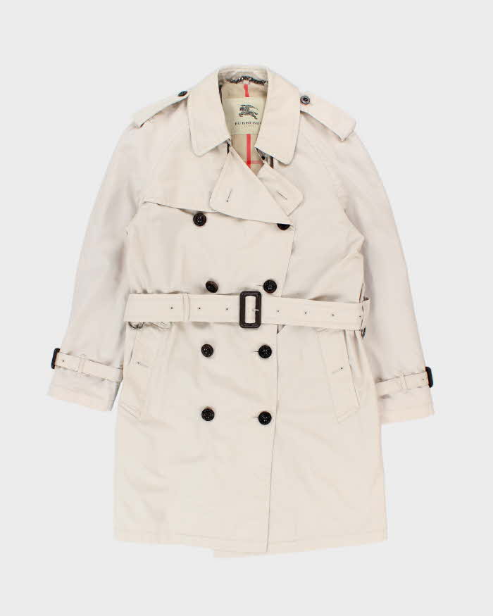 Vintage 00s Women's Cream Burberry Nova Check Lined Classic Trench Coat - XL