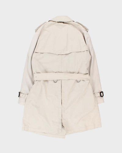 Vintage 00s Women's Cream Burberry Nova Check Lined Classic Trench Coat - XL