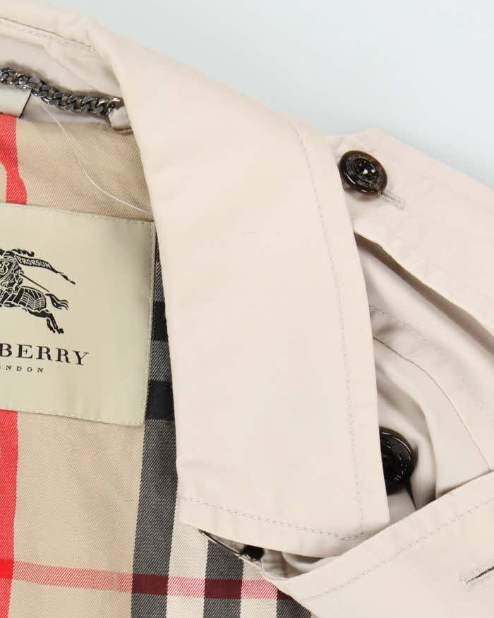 Vintage 00s Women's Cream Burberry Nova Check Lined Classic Trench Coat - XL