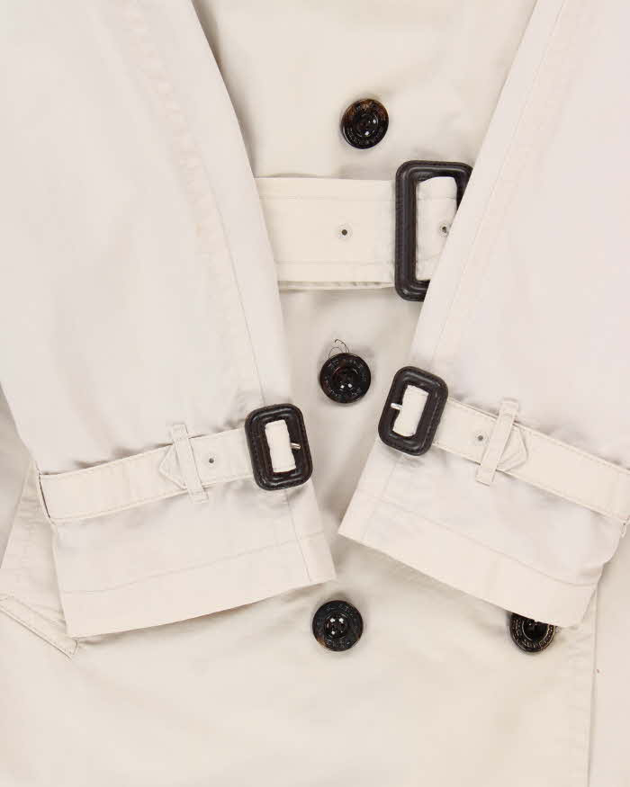 Vintage 00s Women's Cream Burberry Nova Check Lined Classic Trench Coat - XL