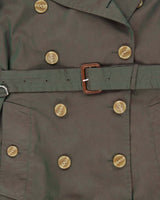 Women's Iridescent Green Burberry Nova Check Lined Classic Trench Coat - S