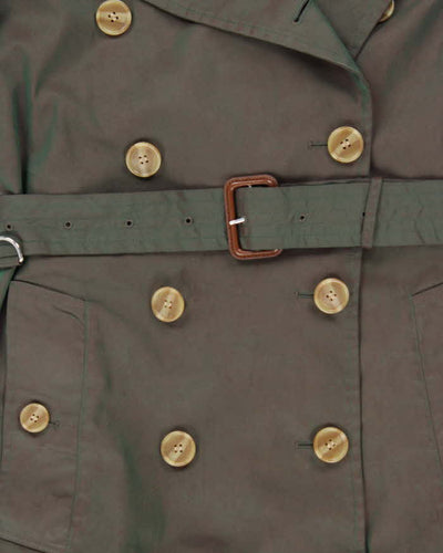 Women's Iridescent Green Burberry Nova Check Lined Classic Trench Coat - S