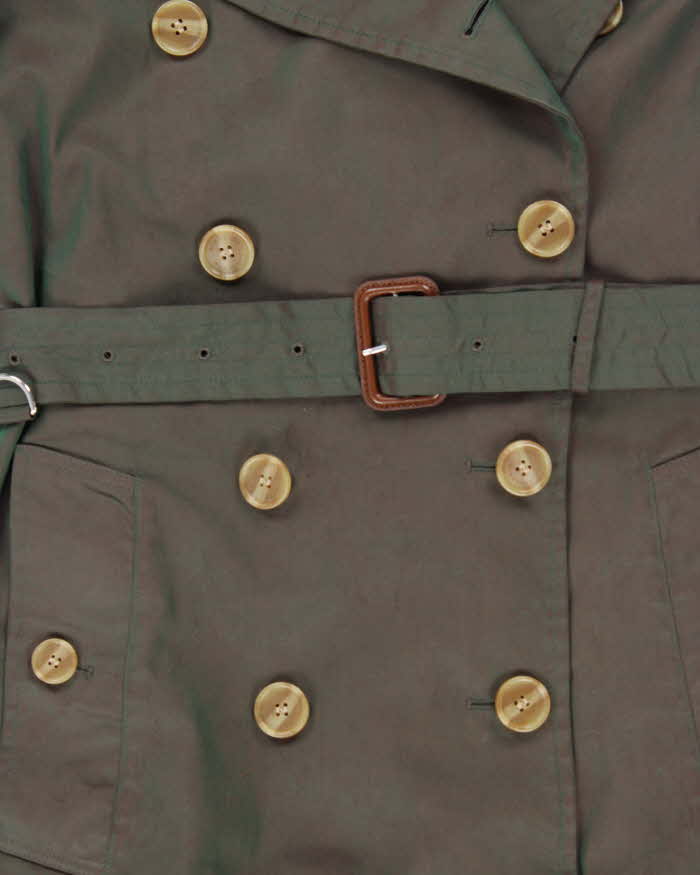 Women's Iridescent Green Burberry Nova Check Lined Classic Trench Coat - S