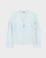Vintage Y2K 00s Women's Versace Classic Monogram Wide Shoulder Zip Up Blazer - XL