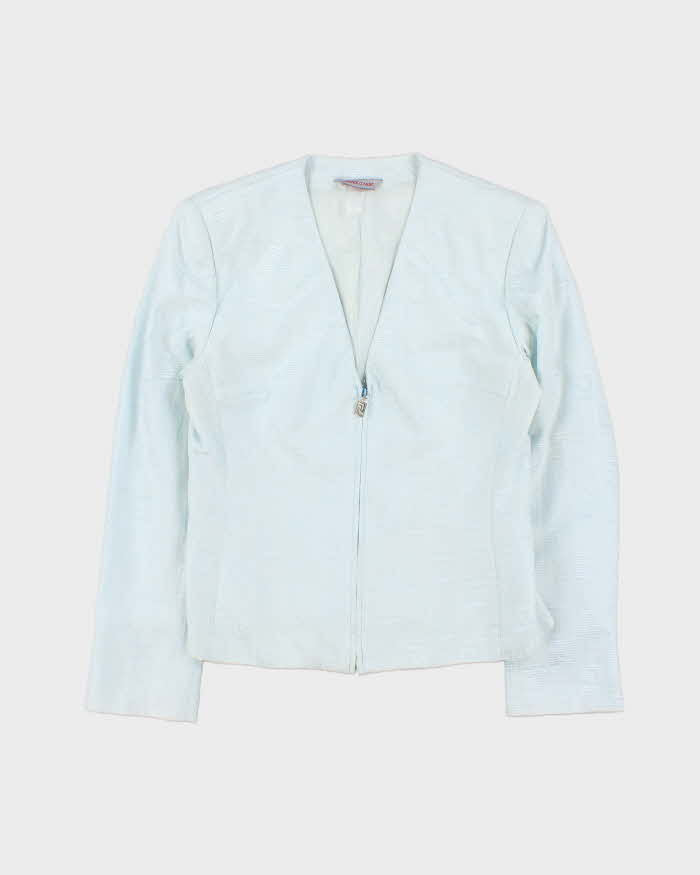 Vintage Y2K 00s Women's Versace Classic Monogram Wide Shoulder Zip Up Blazer - XL