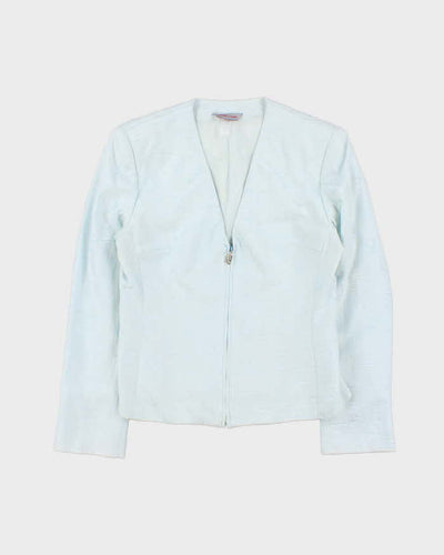 Vintage Y2K 00s Women's Versace Classic Monogram Wide Shoulder Zip Up Blazer - XL