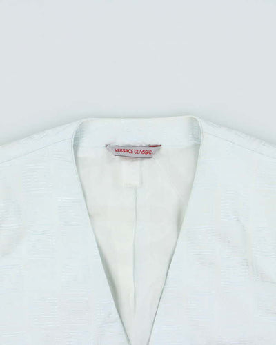 Vintage Y2K 00s Women's Versace Classic Monogram Wide Shoulder Zip Up Blazer - XL