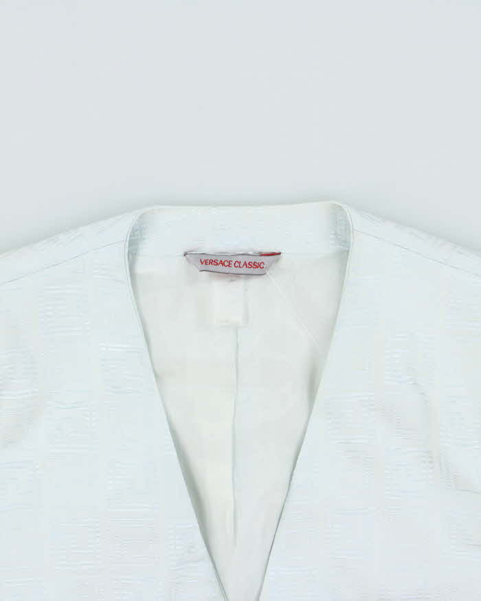 Vintage Y2K 00s Women's Versace Classic Monogram Wide Shoulder Zip Up Blazer - XL