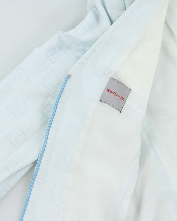 Vintage Y2K 00s Women's Versace Classic Monogram Wide Shoulder Zip Up Blazer - XL