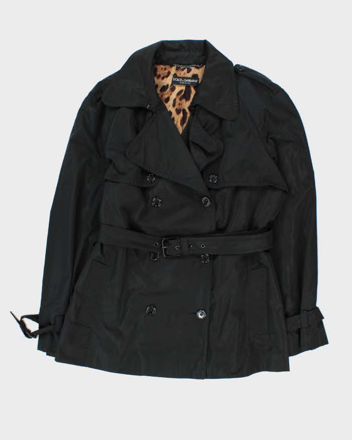 Vintage Women's Y2K 00s Dolce &amp; Gabbana Double Breasted Short Trench Coat - XL