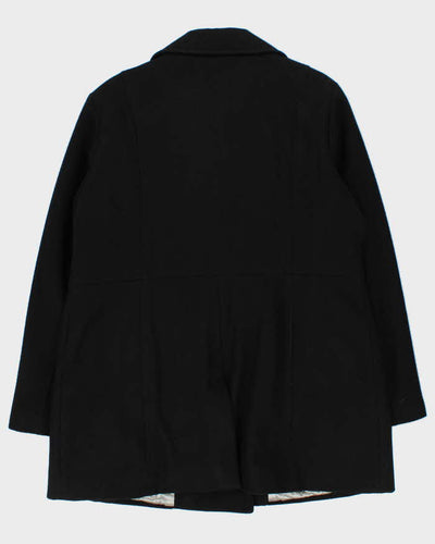 Karl Lagerfield Women's Black Double Breasted Quilted Wool Zip Up Coat - XL