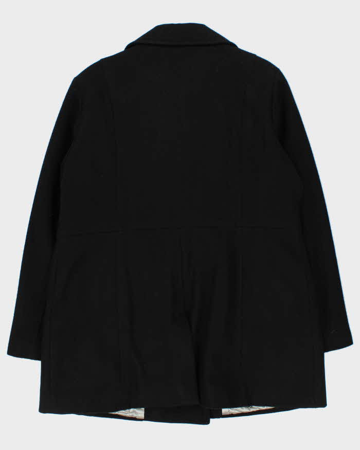 Karl Lagerfield Women's Black Double Breasted Quilted Wool Zip Up Coat - XL