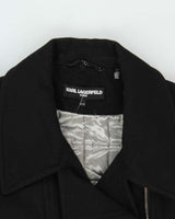 Karl Lagerfield Women's Black Double Breasted Quilted Wool Zip Up Coat - XL