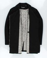 Karl Lagerfield Women's Black Double Breasted Quilted Wool Zip Up Coat - XL