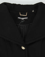 Karl Lagerfield Women's Black Wool Blend Long Overcoat - M