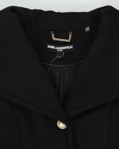 Karl Lagerfield Women's Black Wool Blend Long Overcoat - M