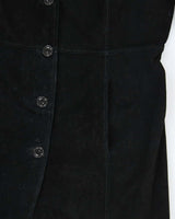 Vintage 90s Alice Blue Embroidered Long Suede Jacket - L