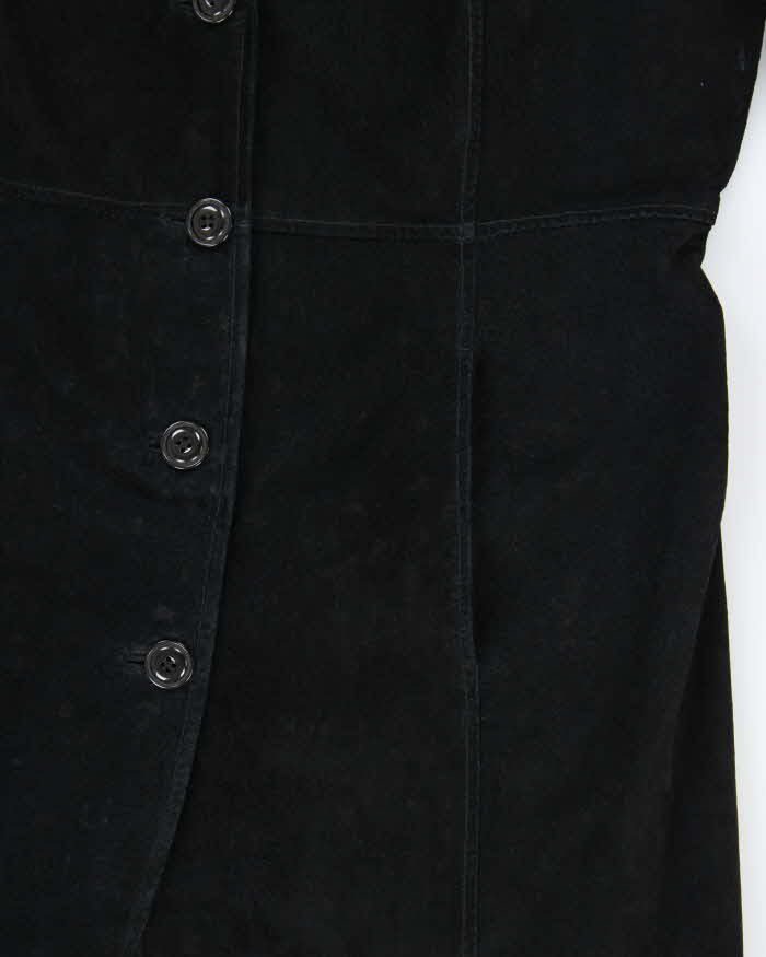 Vintage 90s Alice Blue Embroidered Long Suede Jacket - L