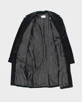 Vintage 90s Alice Blue Embroidered Long Suede Jacket - L