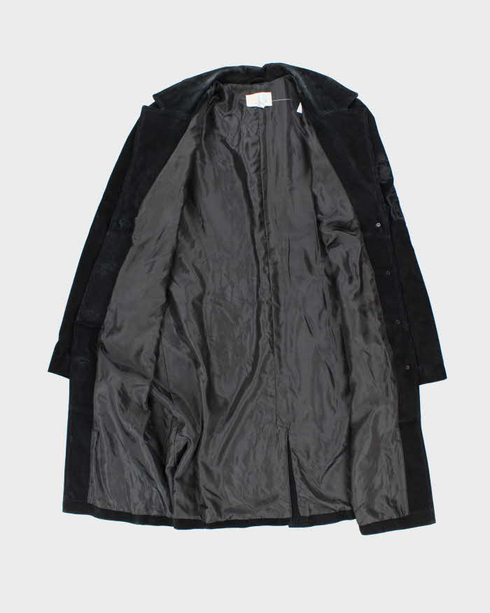 Vintage 90s Alice Blue Embroidered Long Suede Jacket - L