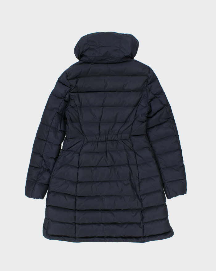 Vintage Moncler Flammette Navy Down Filled Long Hooded Jacket - S