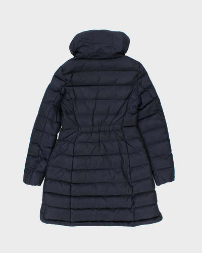 Vintage Moncler Flammette Navy Down Filled Long Hooded Jacket - S