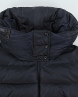 Vintage Moncler Flammette Navy Down Filled Long Hooded Jacket - S