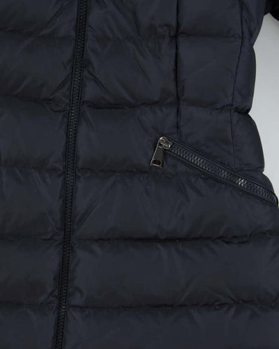 Vintage Moncler Flammette Navy Down Filled Long Hooded Jacket - S