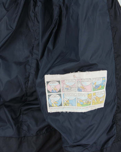 Vintage Moncler Flammette Navy Down Filled Long Hooded Jacket - S