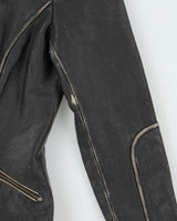 Vintage Y2K 00s Black Danier Distressed Look Leather Racer Jacket - XXS