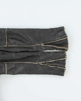 Vintage Y2K 00s Black Danier Distressed Look Leather Racer Jacket - XXS