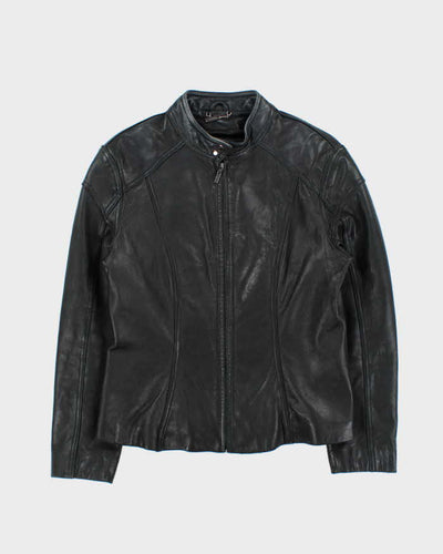 Vintage Y2K 00s Women's Black Soft Leather Cafe Racer Jacket - XL