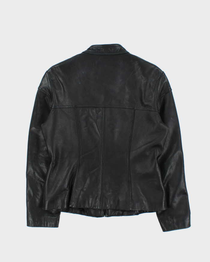 Vintage Y2K 00s Women's Black Soft Leather Cafe Racer Jacket - XL