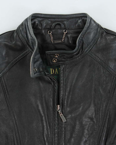 Vintage Y2K 00s Women's Black Soft Leather Cafe Racer Jacket - XL