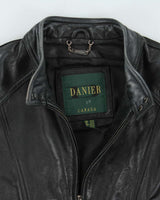 Vintage Y2K 00s Women's Black Soft Leather Cafe Racer Jacket - XL
