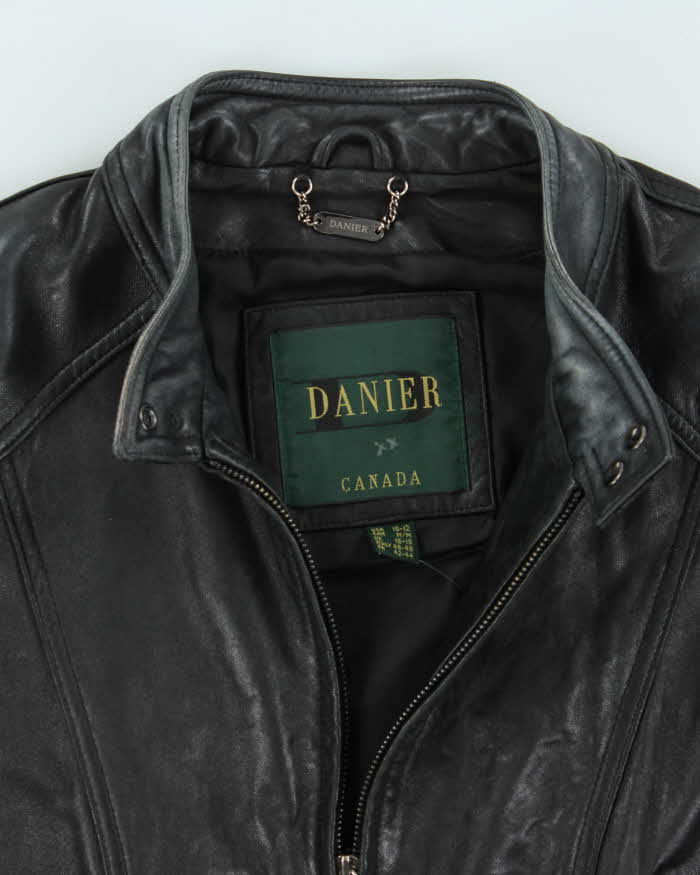 Vintage Y2K 00s Women's Black Soft Leather Cafe Racer Jacket - XL