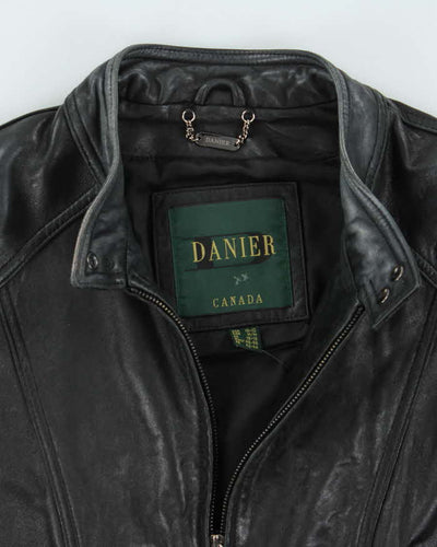 Vintage Y2K 00s Women's Black Soft Leather Cafe Racer Jacket - XL