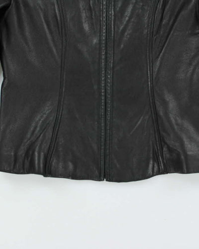 Vintage Y2K 00s Women's Black Soft Leather Cafe Racer Jacket - XL