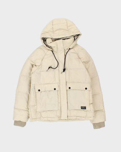 Eddie Bauer Women's Cream Boxy Down Filled Hooded Puffer Jacket - M