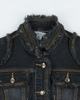 Vintage Y2K 00s Simon Chang Bedazzled Fringe Denim Jacket - M