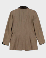 Vintage 1980s Christian Dior Fur Collared Wool Blazer - M
