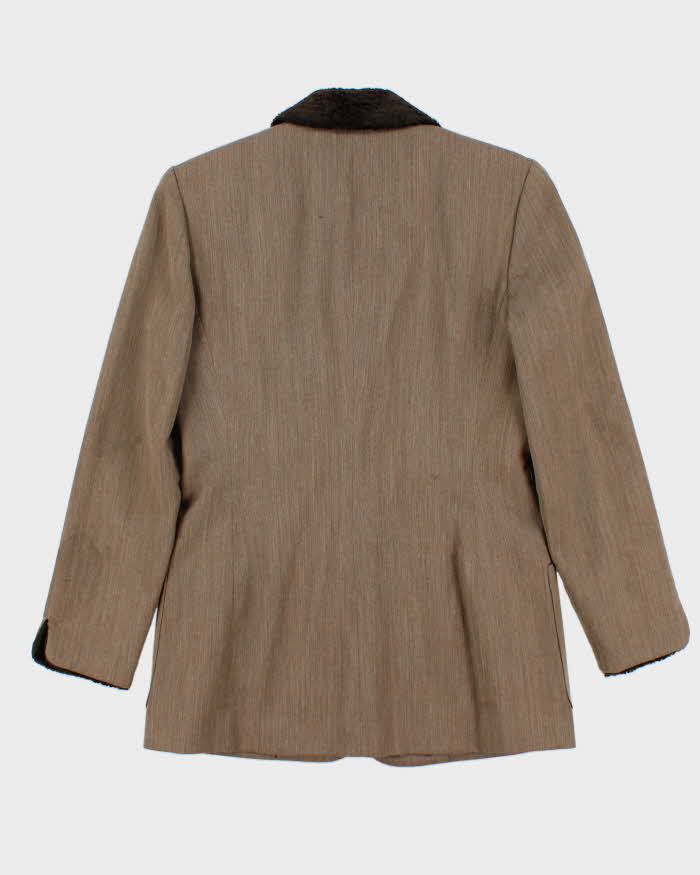 Vintage 1980s Christian Dior Fur Collared Wool Blazer - M