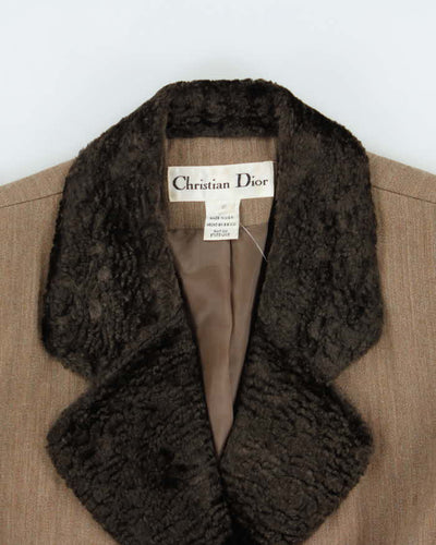 Vintage 1980s Christian Dior Fur Collared Wool Blazer - M