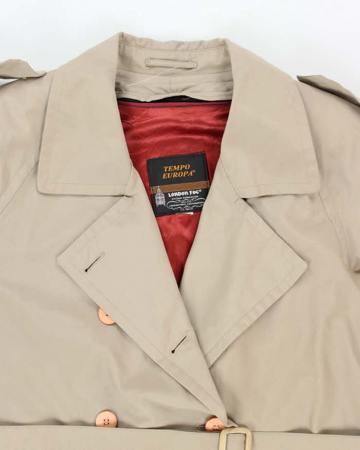 Vintage 1980s Women's Beige London Fog Insulated Trench Coat - XL