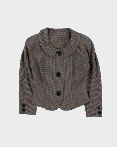Vintage Dogtooth Cropped Blazer Jacket - S