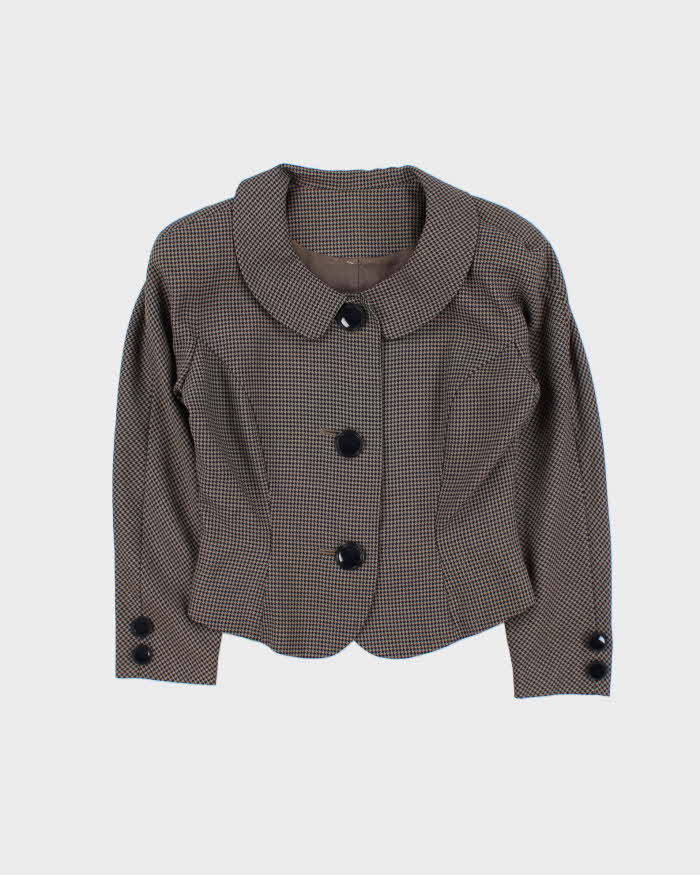 Vintage Dogtooth Cropped Blazer Jacket - S