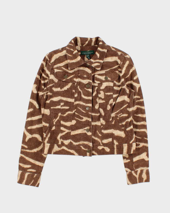 Vintage 00s Lauren Ralph Lauren Women's Zebra Print Denim Jacket - M