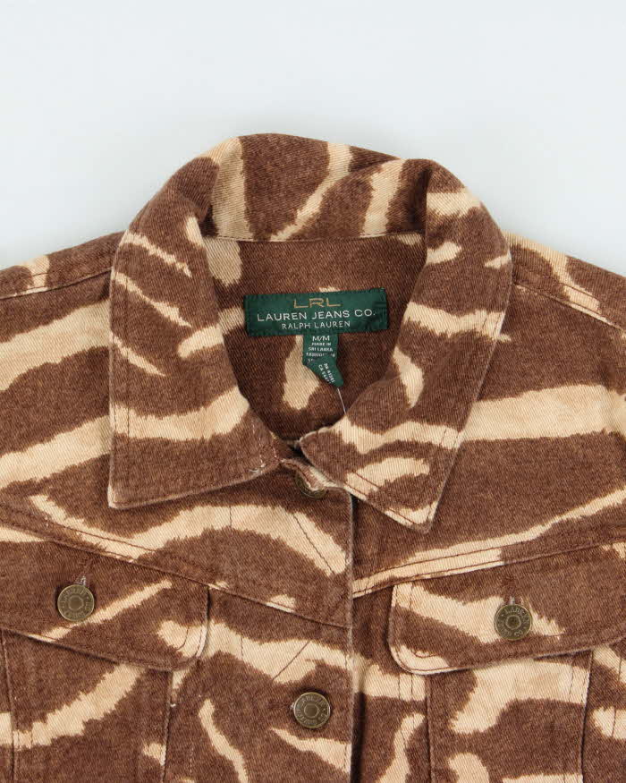Vintage 00s Lauren Ralph Lauren Women's Zebra Print Denim Jacket - M