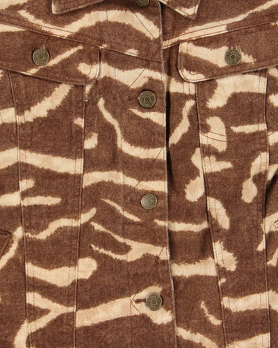 Vintage 00s Lauren Ralph Lauren Women's Zebra Print Denim Jacket - M