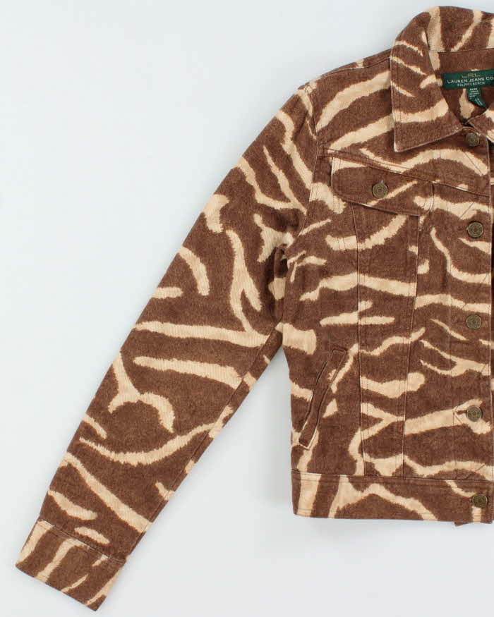 Vintage 00s Lauren Ralph Lauren Women's Zebra Print Denim Jacket - M